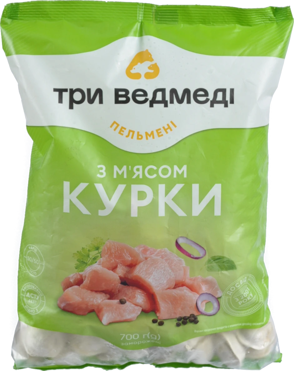 Пельмені з м'ясом курки Три ведмеді м/у 700г