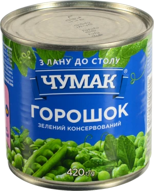 Горошок зелений Чумак з/б 420г