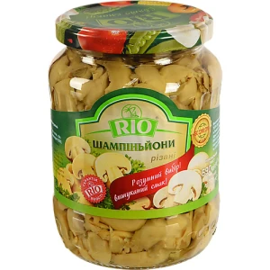 Шампіньйони натуральні різані Rio с/б 690г