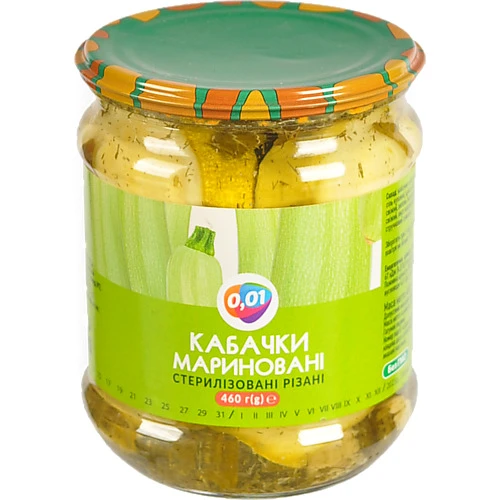 Кабачки 0.01 460мл мариновані рiзанi
