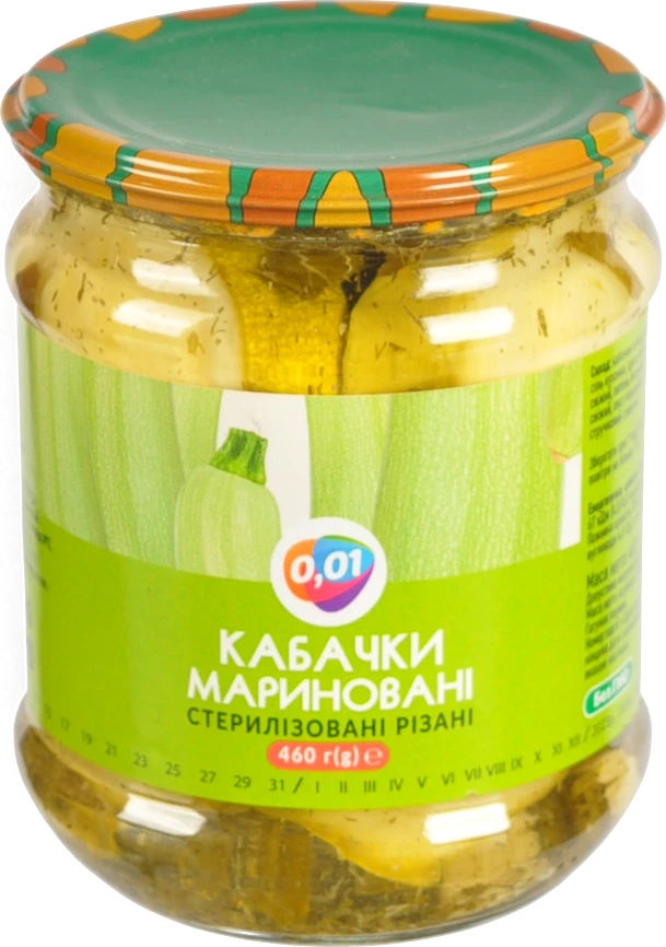 Кабачки 0.01 460мл мариновані рiзанi