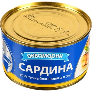 Сардина атлантична бланширована в олії Аквамарин з/б 230г
