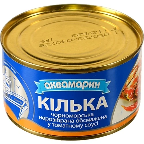 Кільки чорноморські обсмажені у томатному соусі Аквамарин з/б 230г