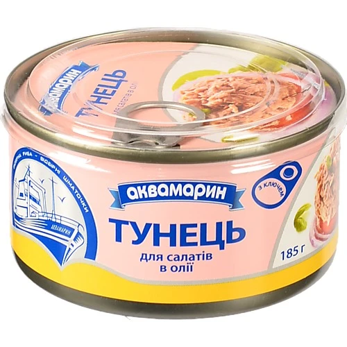 Тунець для салатів в олії Аквамарин з/б 185г