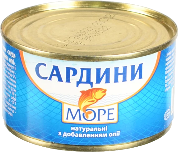 Сардина натуральна з додаванням олії Море ж/б 230г