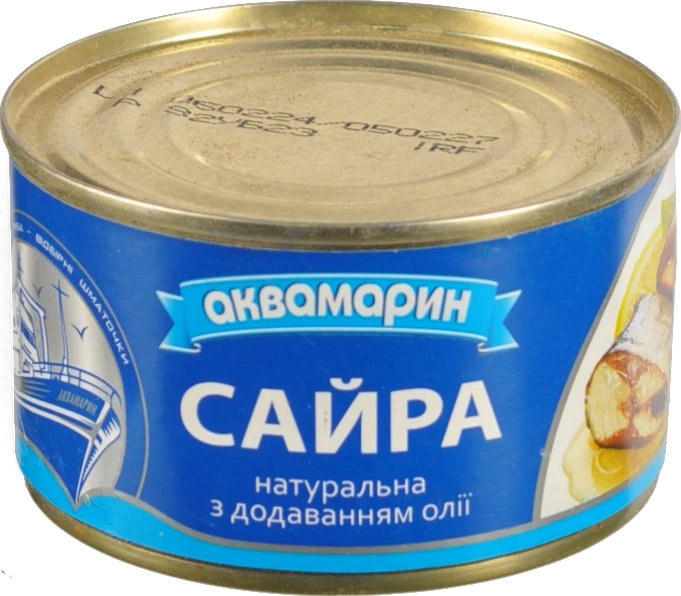 Сайра натуральна з додаванням олії Аквамарин з/б 230г