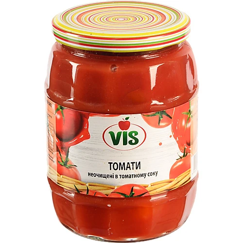 Томати Vis 670г неочищені у томатному соку