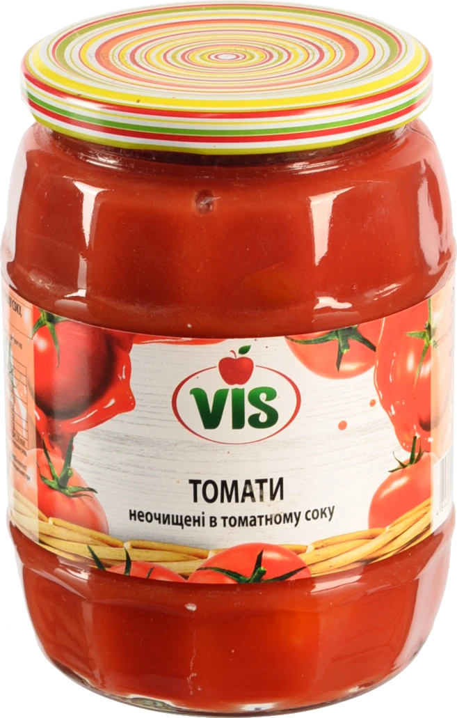 Томати Vis 670г неочищені у томатному соку