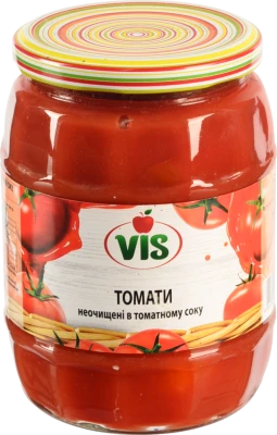 Томати Vis 670г неочищені у томатному соку