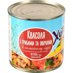 Квасоля Хуторок 425г гриби овочи томатний соус з.б