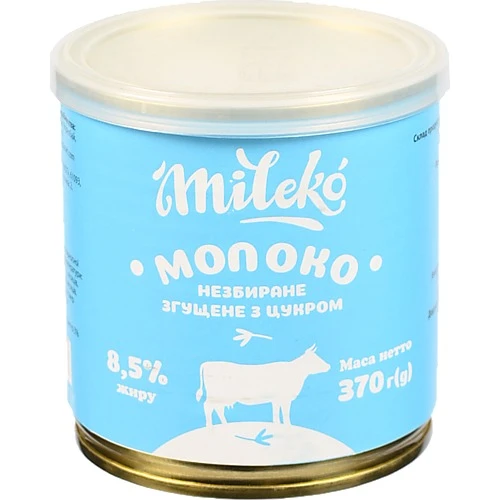 Молоко згущене Mileko 370г 8.5% з цукром з.б