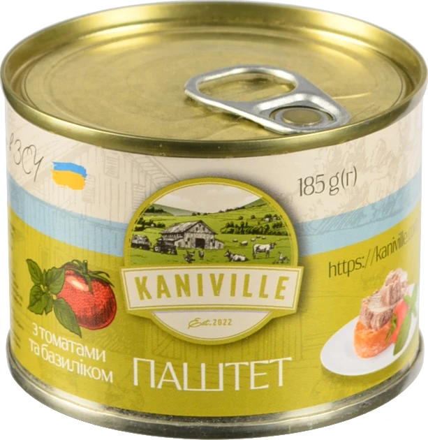Паштет м'ясний з томатами та базиліком Kaniville з/б 185г