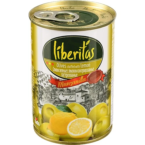 Оливки зелені Manzanilla LIBERITAS 280г фаршировані лимоном