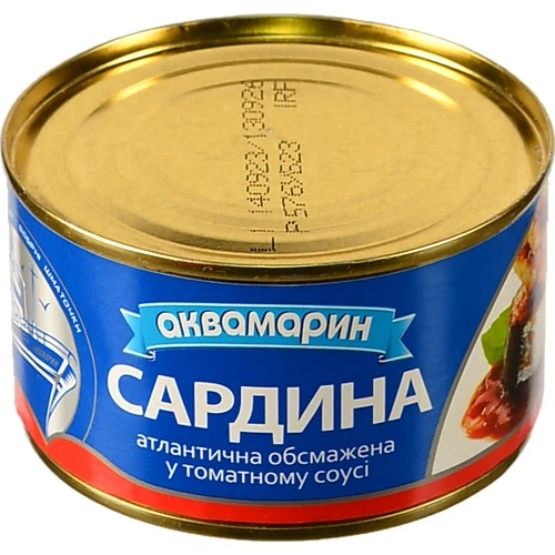Сардина атлантична обсмажена в томатному соусі Аквамарин з/б 230г
