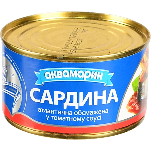 Сардина атлантична обсмажена в томатному соусі Аквамарин з/б 230г