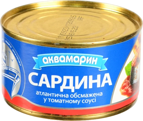 Сардина атлантична обсмажена в томатному соусі Аквамарин з/б 230г