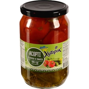 Асорті із огірків та томатів №2 Хуторок с/б 680г