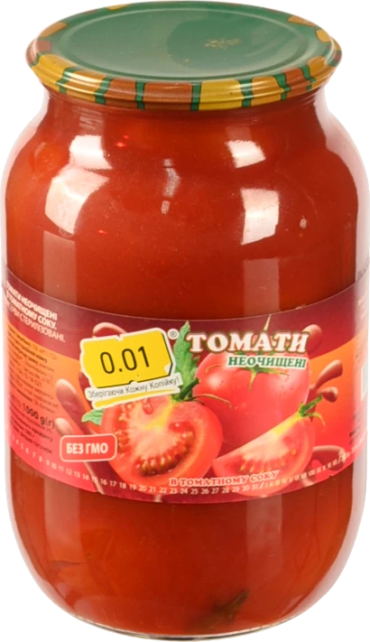Томати 0.01 1л неочіщені в томатному соку