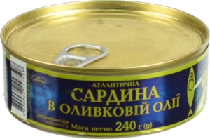 Сардина атлантична в оливковій олії Рижское золото з/б 240г