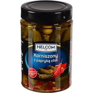 Корнішони Helcom 327мл з перцем чилі