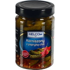 Корнішони Helcom 327мл з перцем чилі