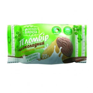Морозиво Біла береза 70г пломбір шоколад вафельний стаканчик