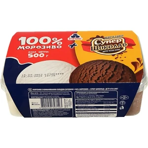 Морозиво 100%+Супер-шоколад Рудь к/у 500г