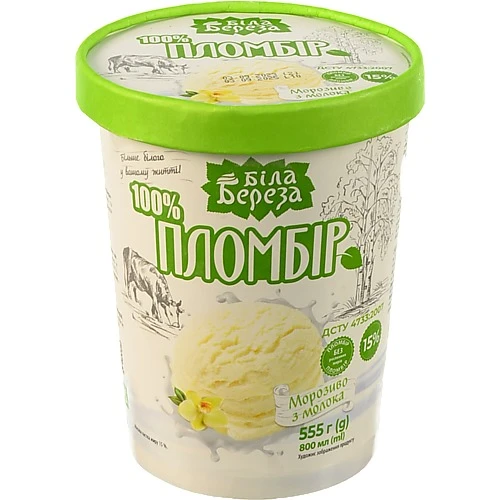 Морозиво 15% Пломбір Белая Бяроза відро 555г