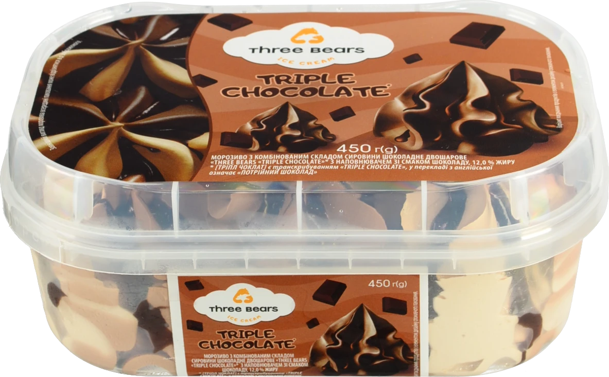 Морозиво Три Ведмеді Triple chocolate 450г