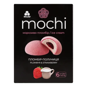 Морозиво пломбір Пломбір-Полуниця Mochi Rud к/у 6х40г