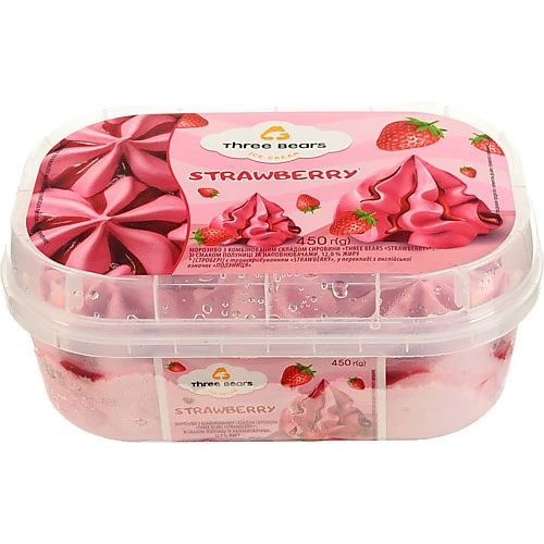 Морозиво 12% Strawberry Three bears п/у 450г