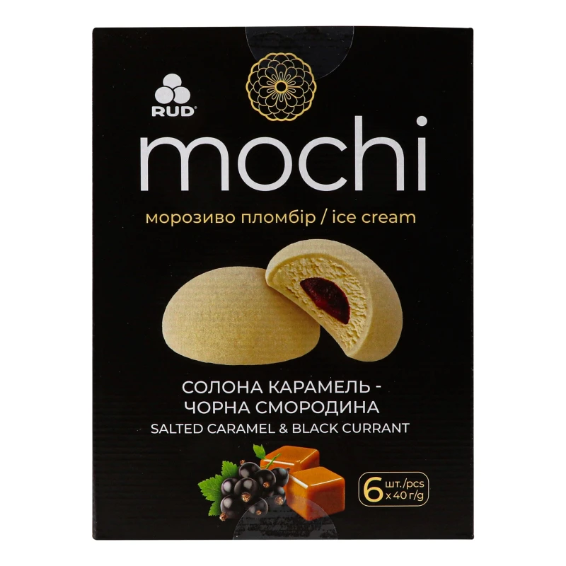 Морозиво пломбір Солона Карамель-Чорна Смородина Mochi Rud к/у 6х40г