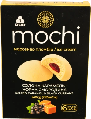 Морозиво пломбір Солона Карамель-Чорна Смородина Mochi Rud к/у 6х40г