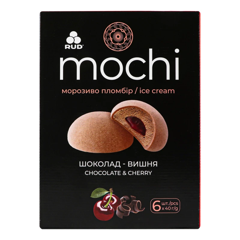Морозиво пломбір Шоколад-Вишня Mochi Rud к/у 6х40г