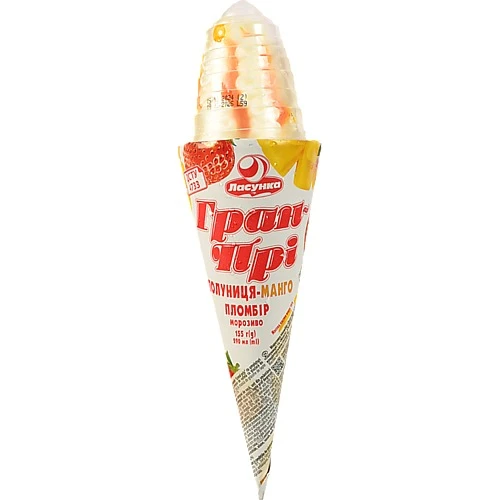 Морозиво 15% пломбір Полуниця-Манго Гран-Прі Ласунка м/у 155г