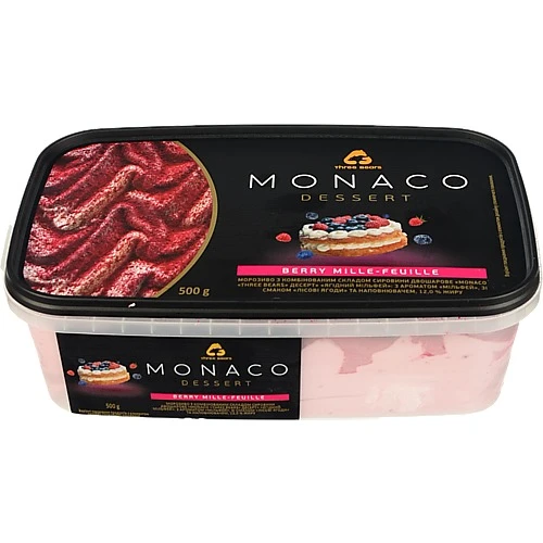 Морозиво 12% Berry Mille-feuille Monaco Dessert Three bears п/у 500г