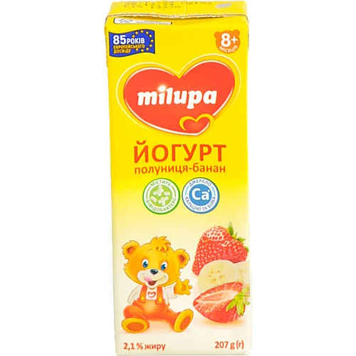 Йогурт 2.1% для дітей від 8міс Полуниця-банан Milupa т/п 207г