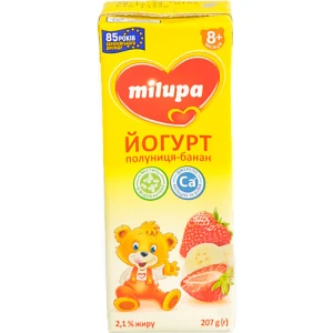 Йогурт 2.1% для дітей від 8міс Полуниця-банан Milupa т/п 207г