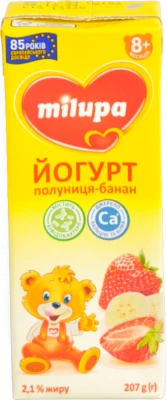 Йогурт 2.1% для дітей від 8міс Полуниця-банан Milupa т/п 207г