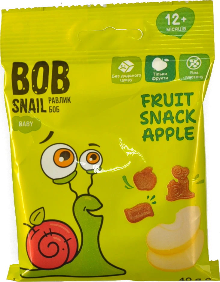 Снек фруктовий для дітей від 12міс Apple Baby Bob Snail м/у 40г