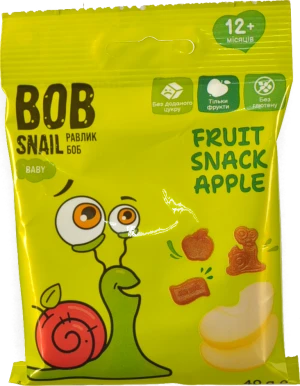 Снек фруктовий для дітей від 12міс Apple Baby Bob Snail м/у 40г