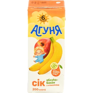 Сік Агуня 0.2л яблуко банан з мякотью