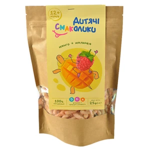 Кукурудзяні палички Дитячі Смаколики з манго та малиною 25г
