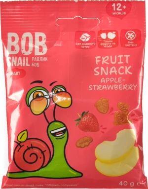 Снек фруктово-ягідний для дітей від 12міс Apple-strawberry Baby Bob Snail м/у 40г