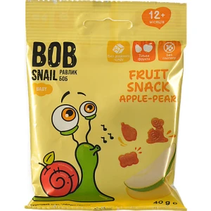Снек фруктовий для дітей від 12міс Apple-pear Baby Bob Snail м/у 40г