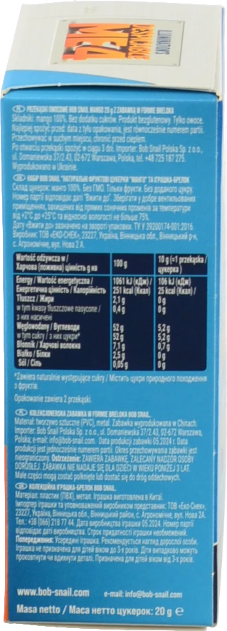 Набір Равлик Боб Bob Snail Fun натуральні фруктові цукерки манго та іграшка