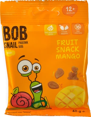 Снек фруктовий для дітей від 12міс Mango Baby Bob Snail м/у 40г