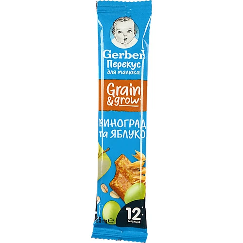 Батончик для дітей від 12міс фруктово-злаковий Виноград та яблуко Gerber м/у 25г