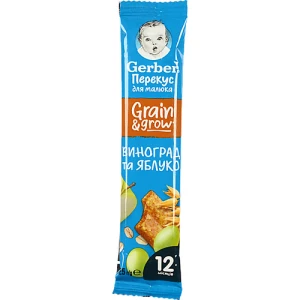 Батончик для дітей від 12міс фруктово-злаковий Виноград та яблуко Gerber м/у 25г