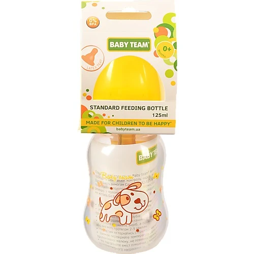 Пляшечка для годування для дітей від народження з латексною соскою 125мл №1300 Baby Team 1шт